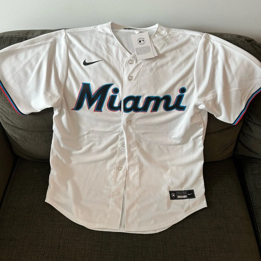 Nike Miami Marlins 2020 Baseball MLB White Jersey Men’s Size: M - Picture 1 of 6